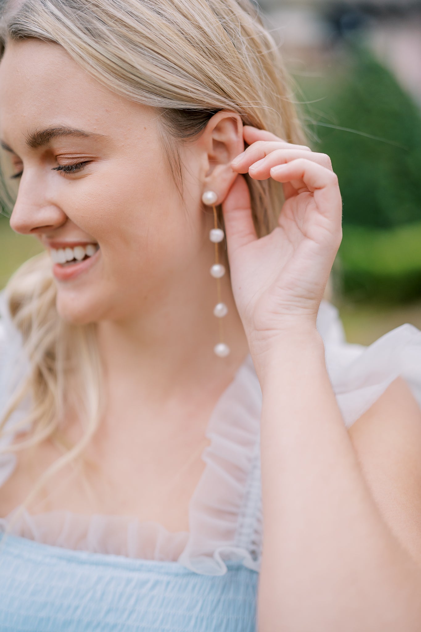 White Pearl Duster Earrings 5-Drop – LOHO BRIDE