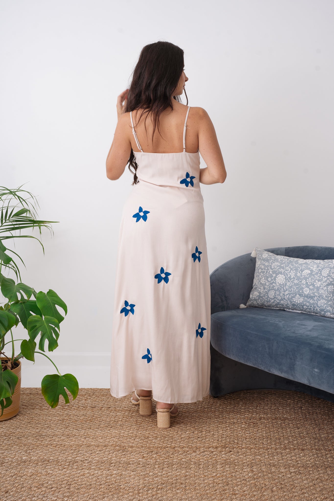 Thea Embroidered Floral V-Neck Maxi Dress