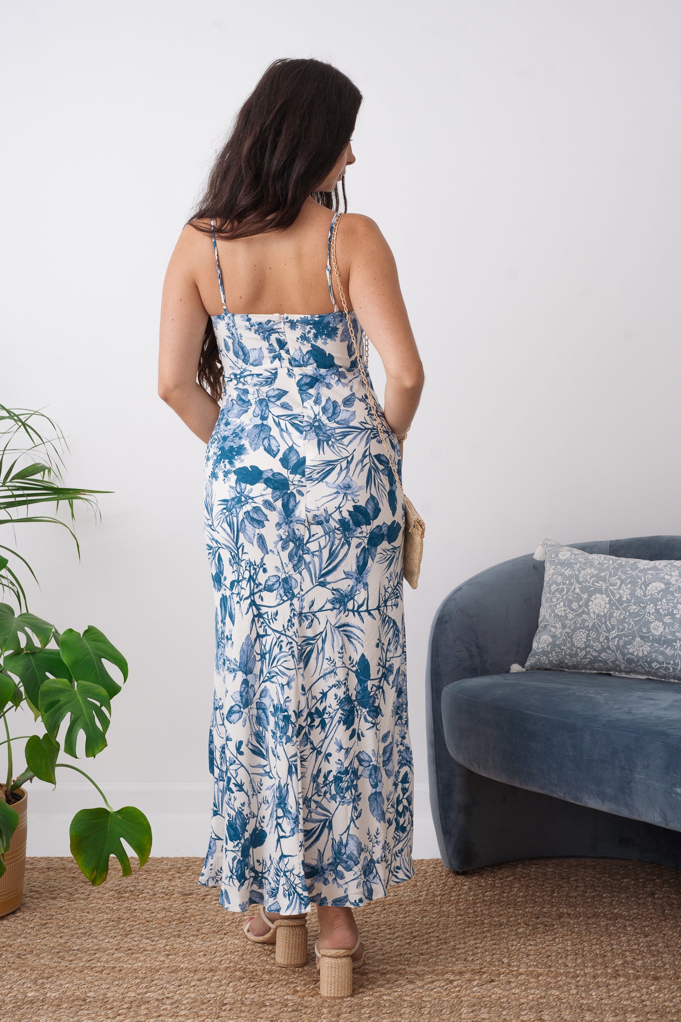 Hailey Tropical Floral Print Midi Dress