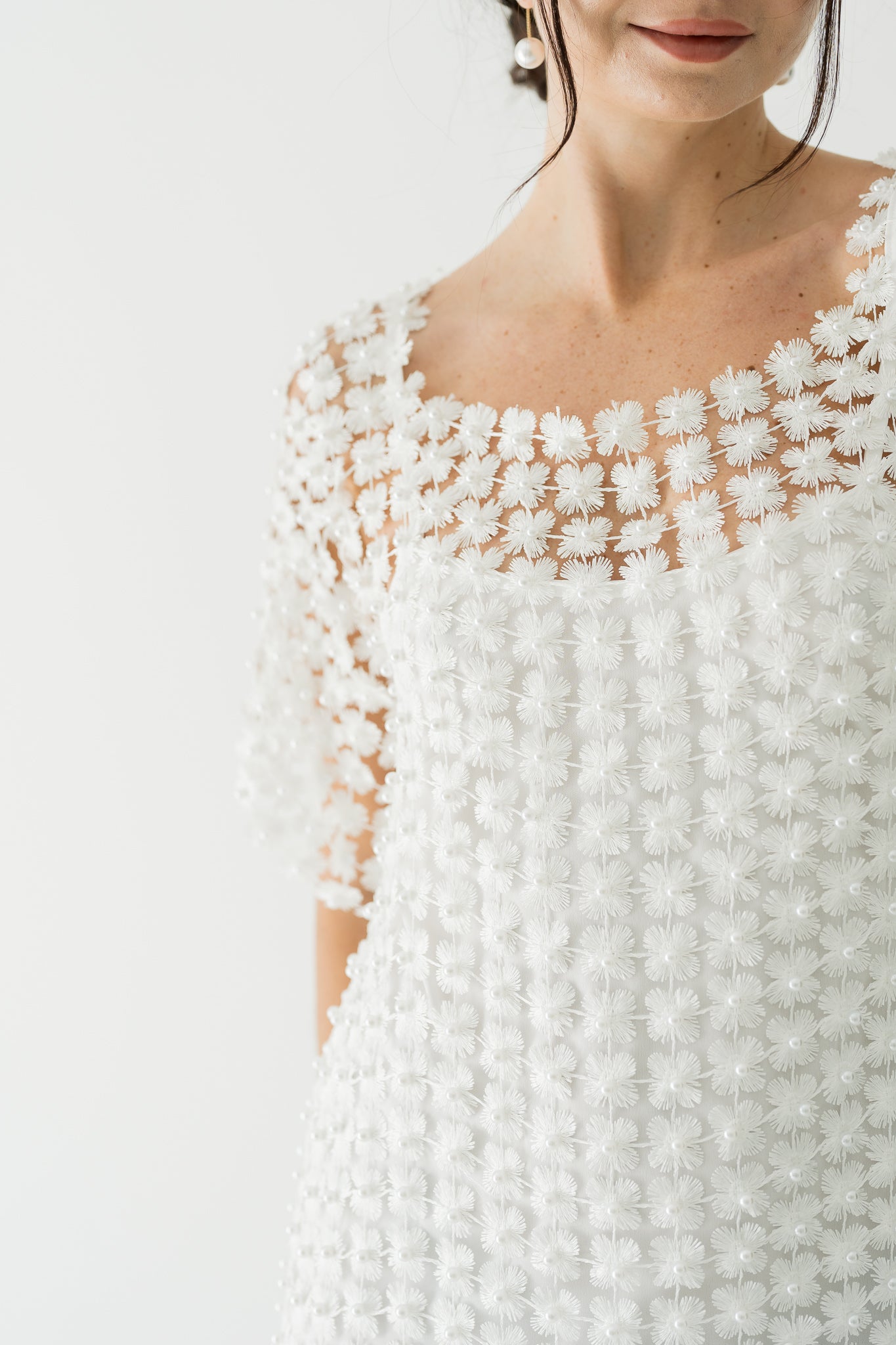 River Pearl Crochet Mini Dress