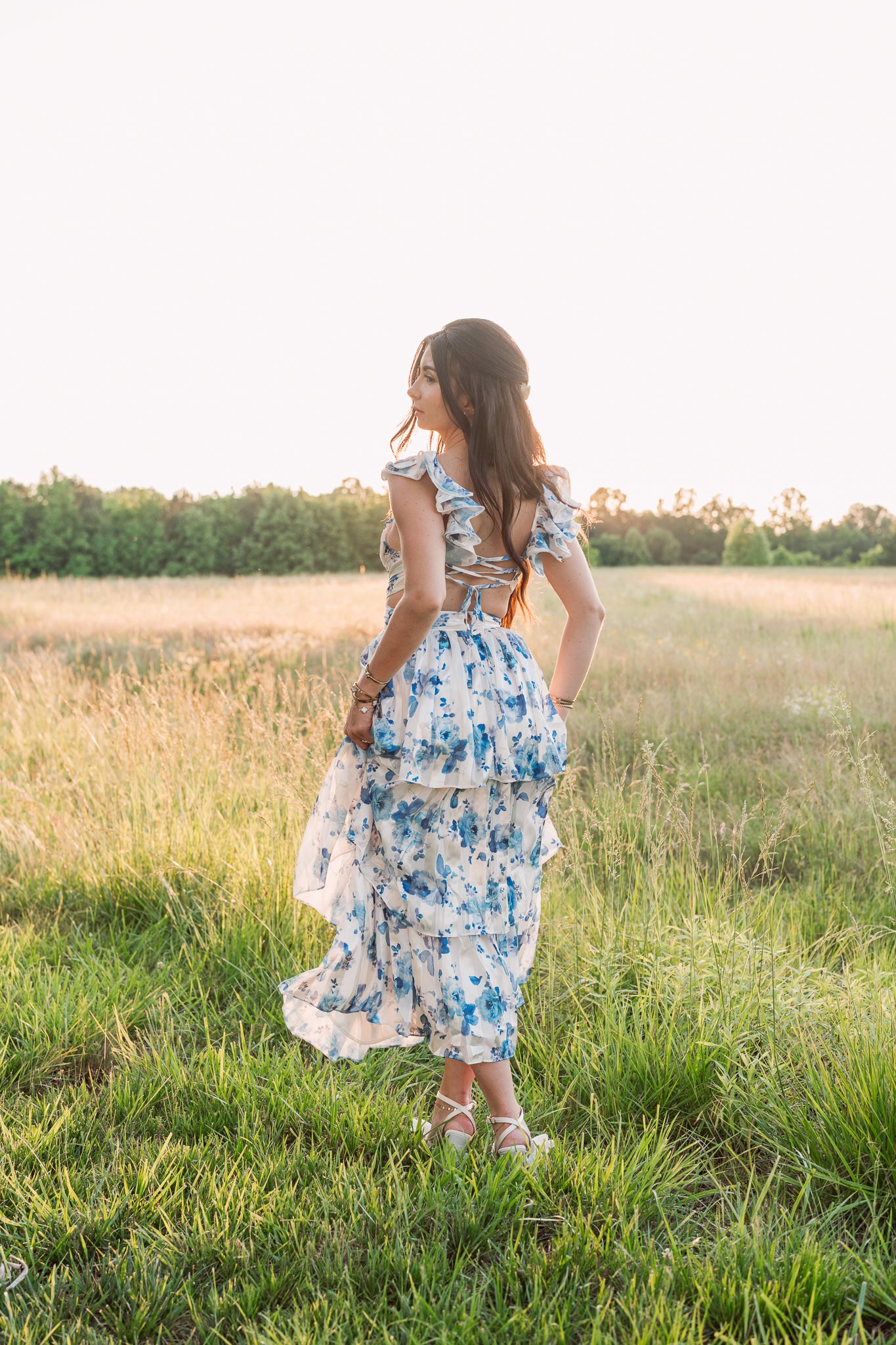 Gemma Floral Embroidered Ruffled Maxi Dress